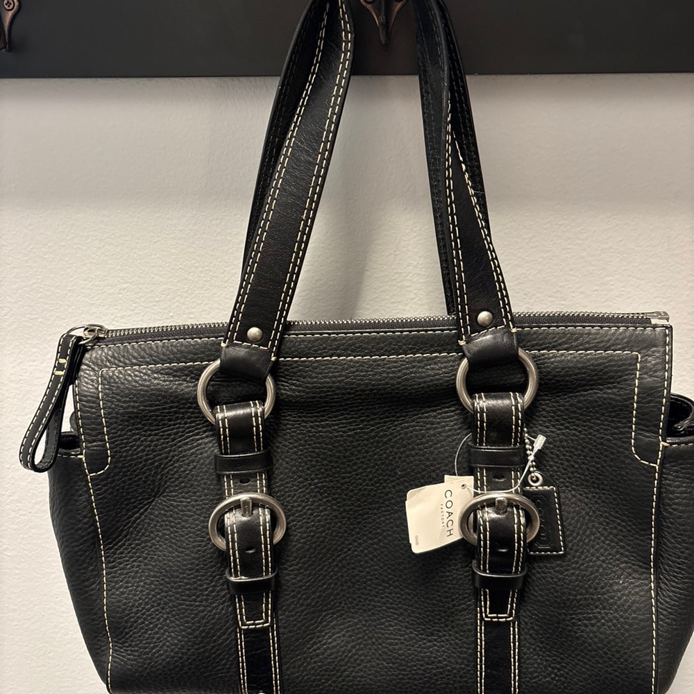 Coach Black Pebble Leather Shoulder Bag